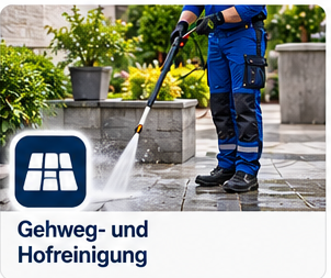 Illustration: Gehweg-, Hof- und Parkplatzreinigung